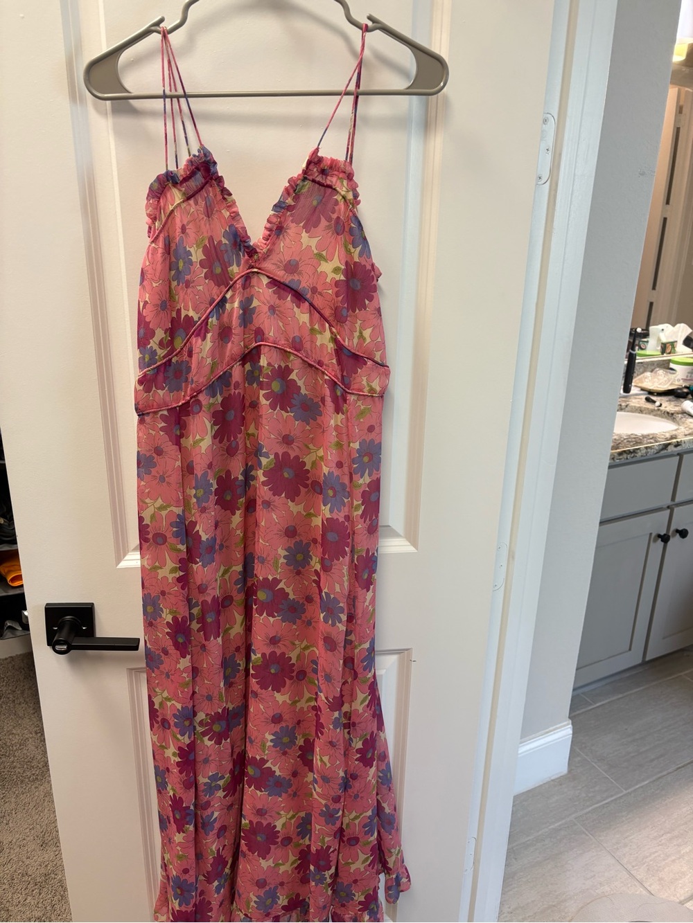 Mango Floral Pink Sleeveless Maxi Slip Dress